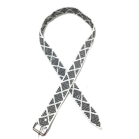 Black and White Geometric Tribal Print Belt NWOT main image 10